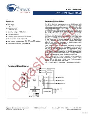 CY7C1012AV33-8BGC datasheet  